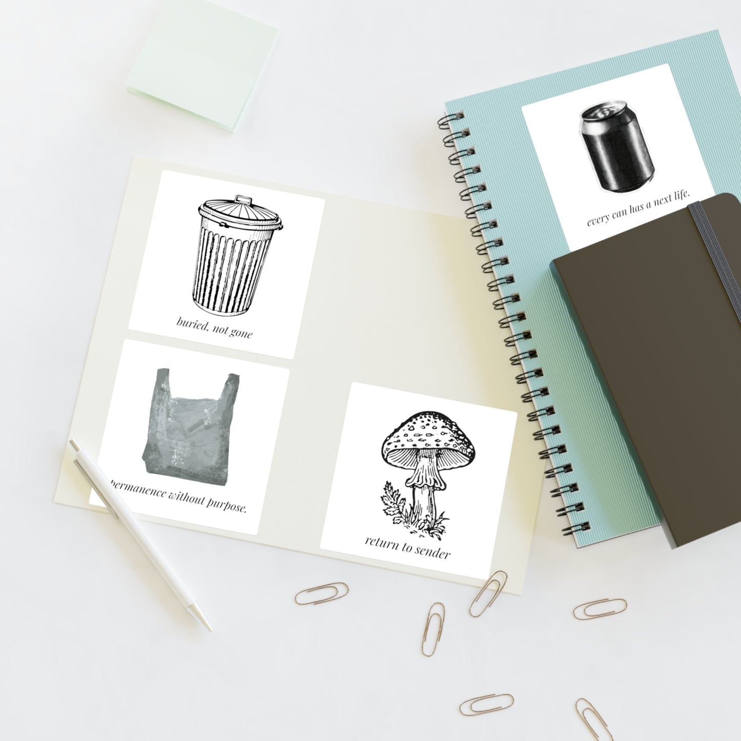 Recycling Reality — Trash Can & Laptop Vinyl Sticker 4-Pack