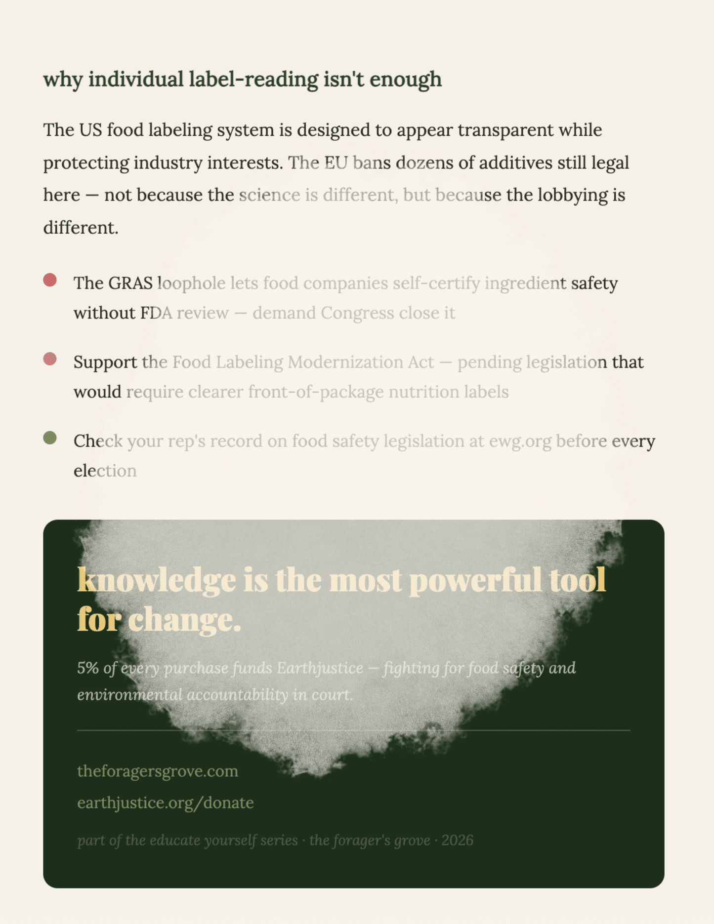 Know Your Ingredients Zine - Eco-Activism Merch | The Forager's Grove