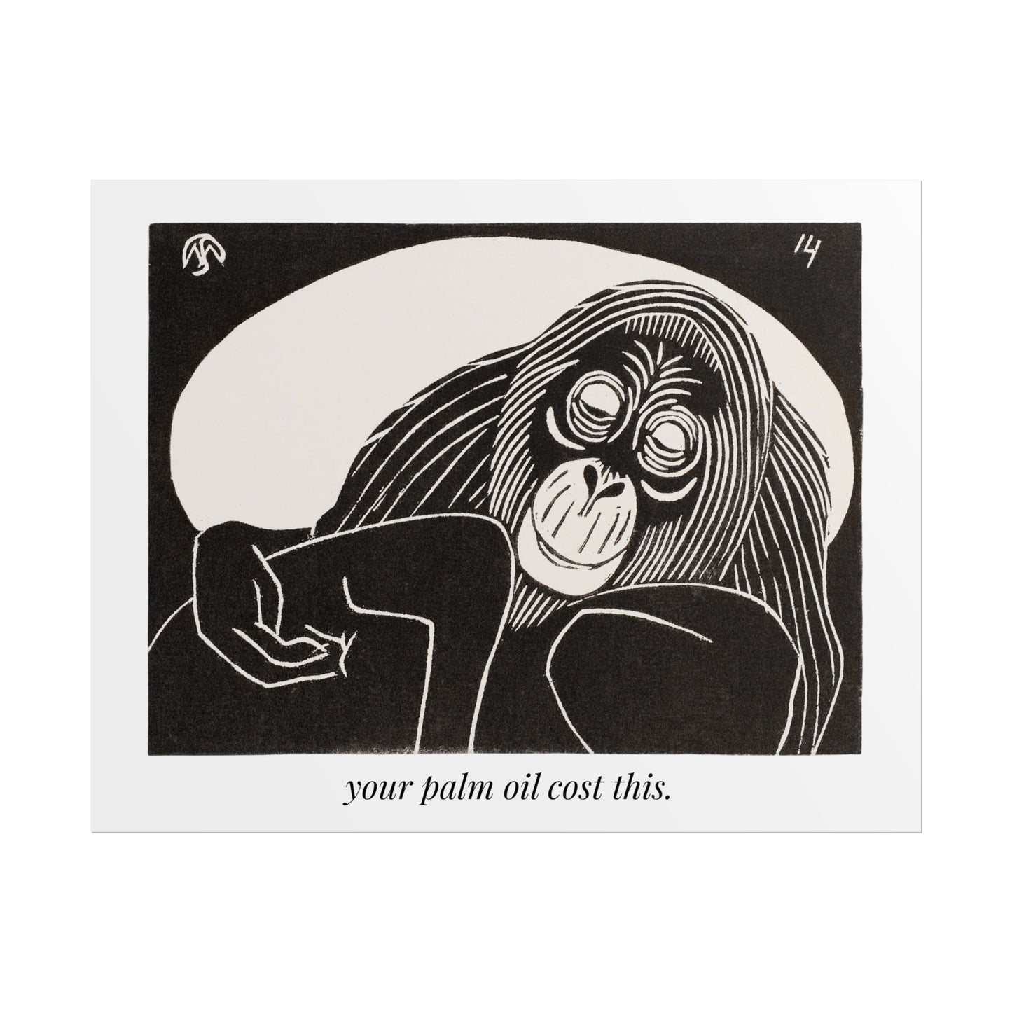 Your Palm Oil Cost This — Activist Art Print, Vintage Orangutan Illustration, Environmental Wall Art, Wildlife Conservation Print, Rainforest Awareness Decor