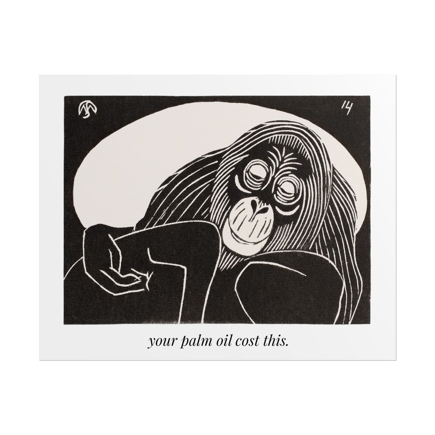 Your Palm Oil Cost This — Activist Art Print, Vintage Orangutan Illustration, Environmental Wall Art, Wildlife Conservation Print, Rainforest Awareness Decor