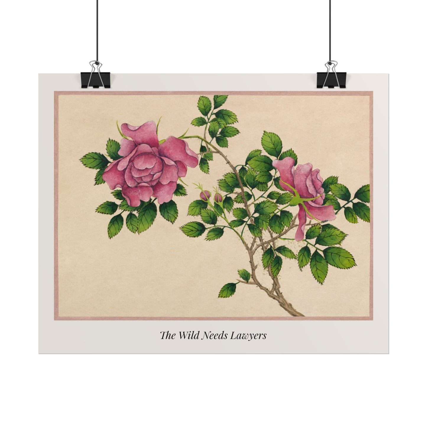 The Wild Needs Lawyers — Botanical Art Print, Vintage Rose Illustration, Environmental Wall Art, Nature Conservation Print, Activist Home Decor