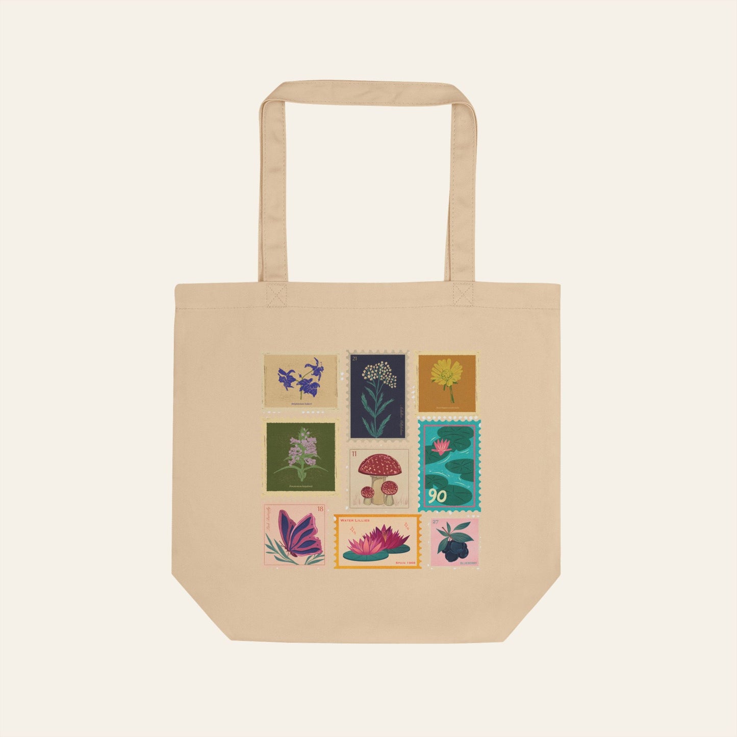 Botanical Stamp Collage — Eco Tote Bag | The Forager's Grove